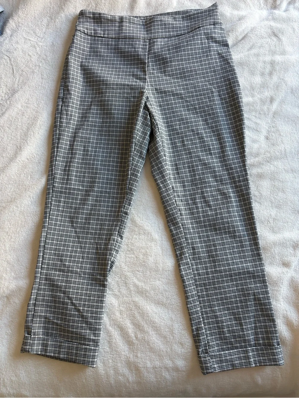 Tribal Black and White Plaid Pull On Ankle Dress Pants